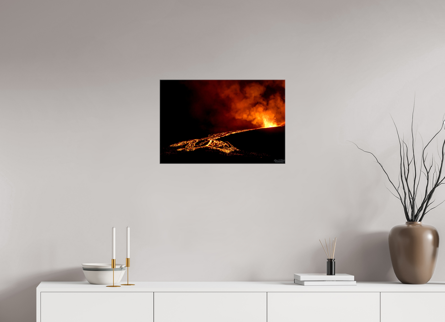 24 x 16″, Glossy Canvas Stretcher Frame with Mirrored Edges Flux of Flame
