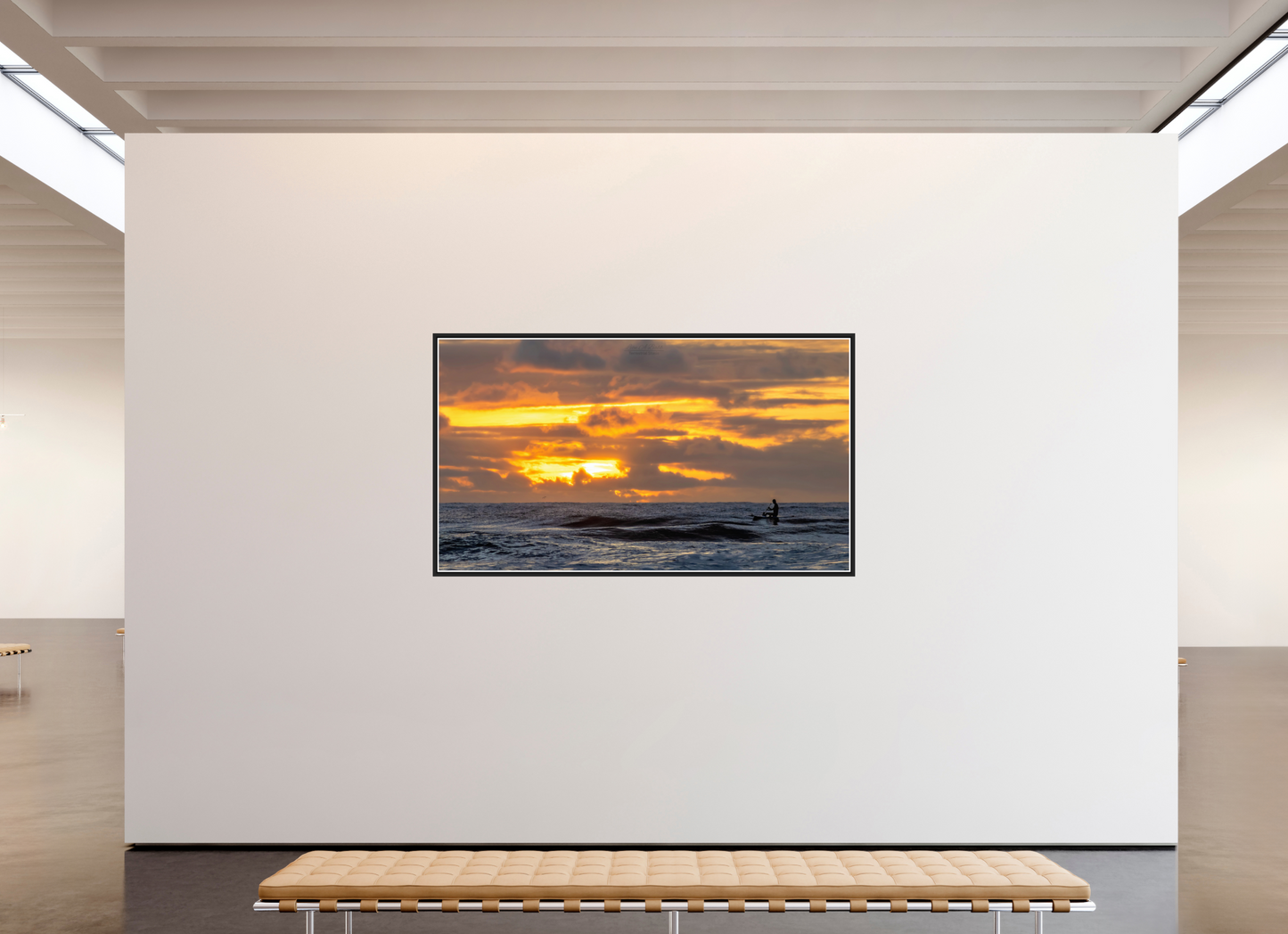 80 x 45″, Black Matte Floater Frame with Acrylic Glass (05D) Ocean’s Morning