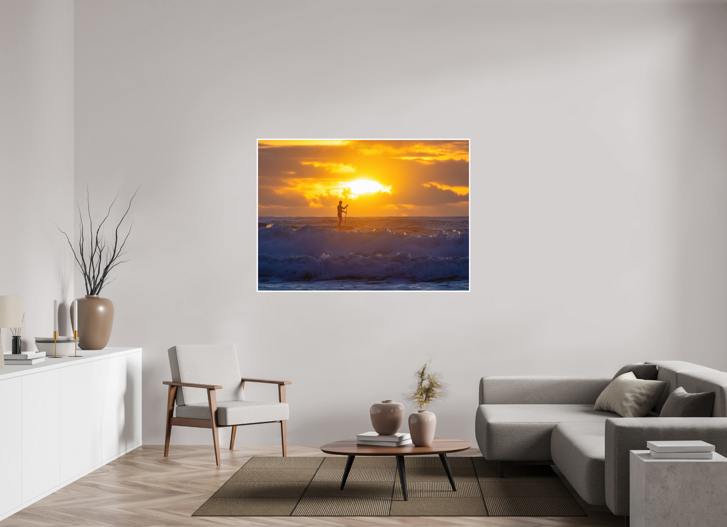 60.2 x 43″, Photo Print with Matte Lamination (05E) Surfer at Sunrise 2