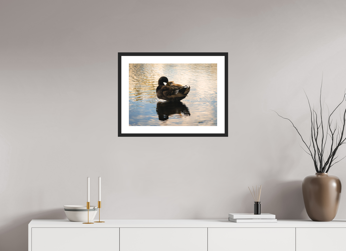 22.4 x 16″, Classic Black Matte Wood Frame (08C) Quiet Drift on Wailoa River