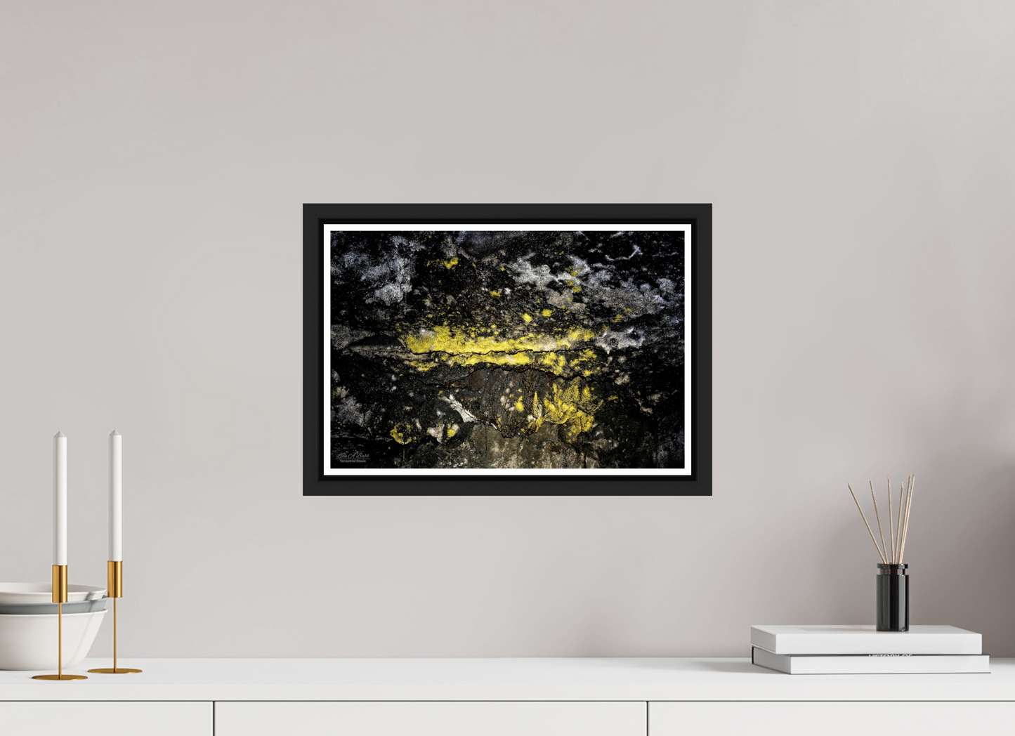 15 x 10″, Black Matte Floater Frame with Acrylic Glass Luminous veins of the Kaūmana caves 1