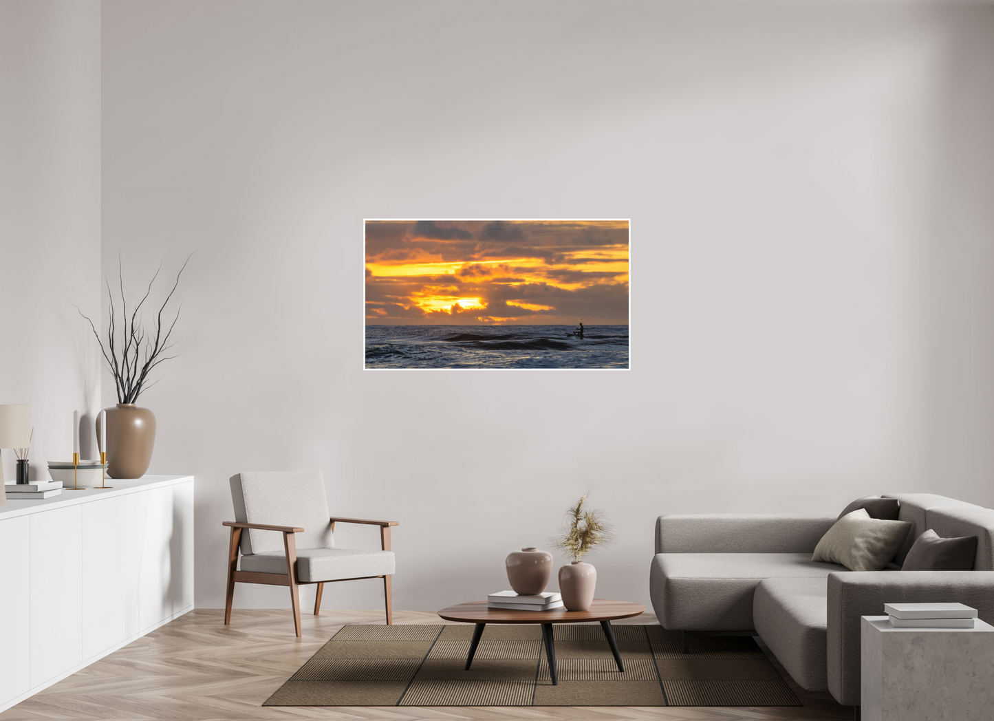 55 x 30.9″, Photo Print with Matte Lamination (05D) Surfer at Sunrise 1