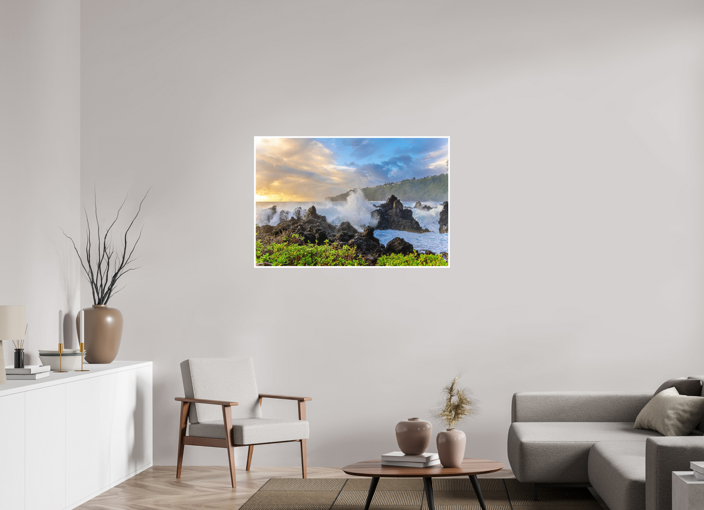 45 x 30″, Photo Print with Matte Lamination (04A) Big Waves at the Coast