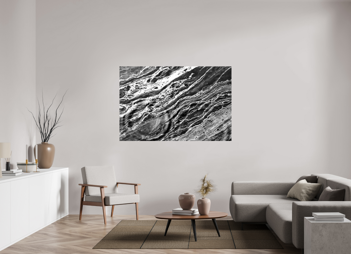 66 x 44″, Print with Aluminum Backing and Glossy Lamination Aqua Sculpture