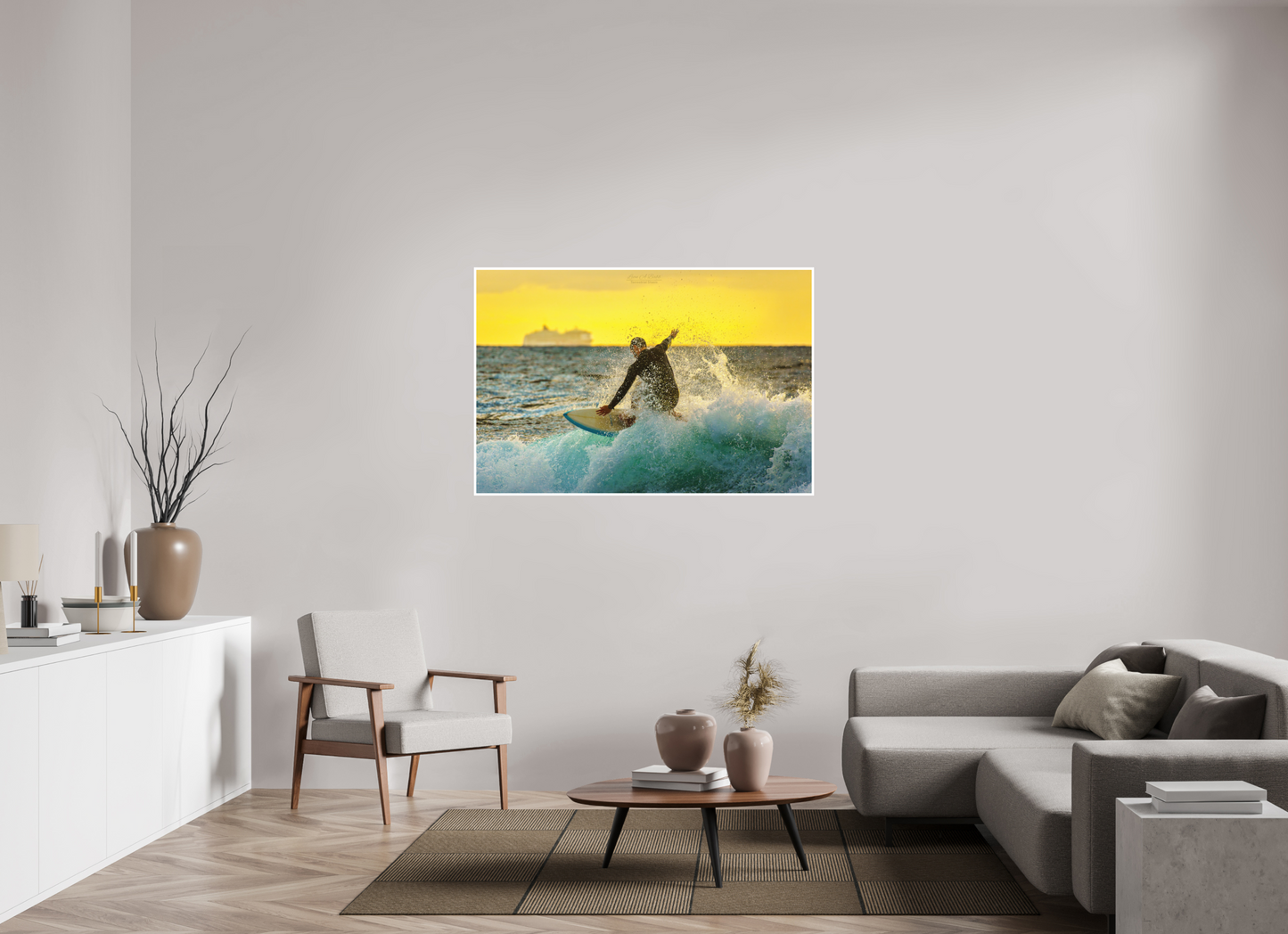 54 x 36″, Photo Print with Matte Lamination (05F) Surfing at Sunrise