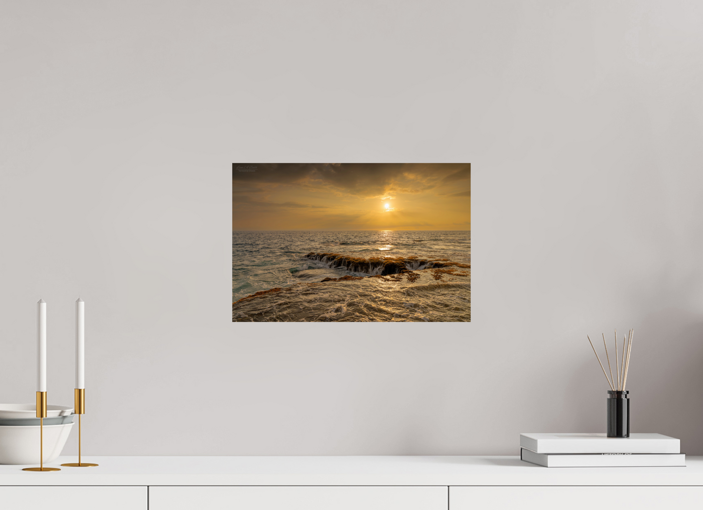 15 x 10″, Print with Aluminum Backing and Glossy Lamination Sunset Cascade