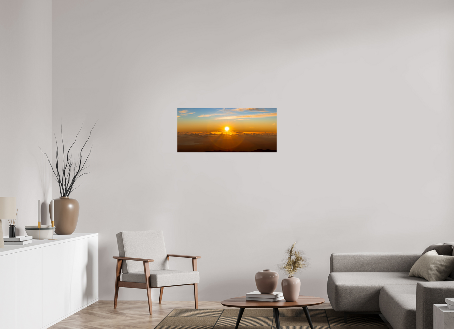 35.9 x 16″, Print with Aluminum Backing and Glossy Lamination (02F) First Light Over Hilo