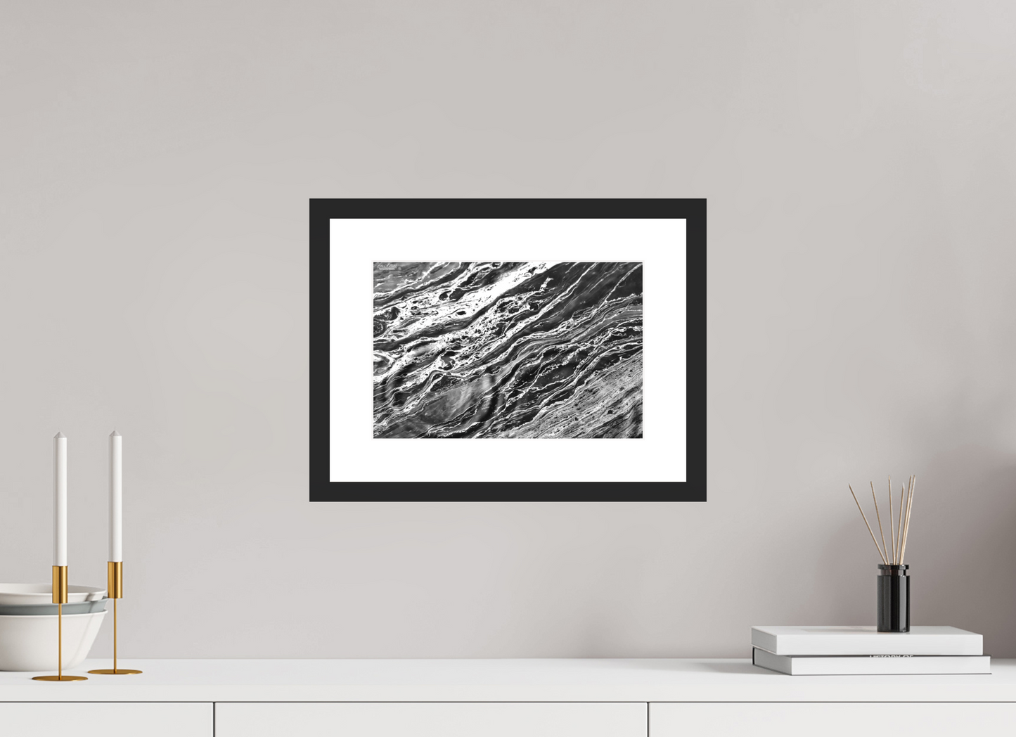 12 x 8″, Classic Black Matte Wood Frame Aqua Sculpture