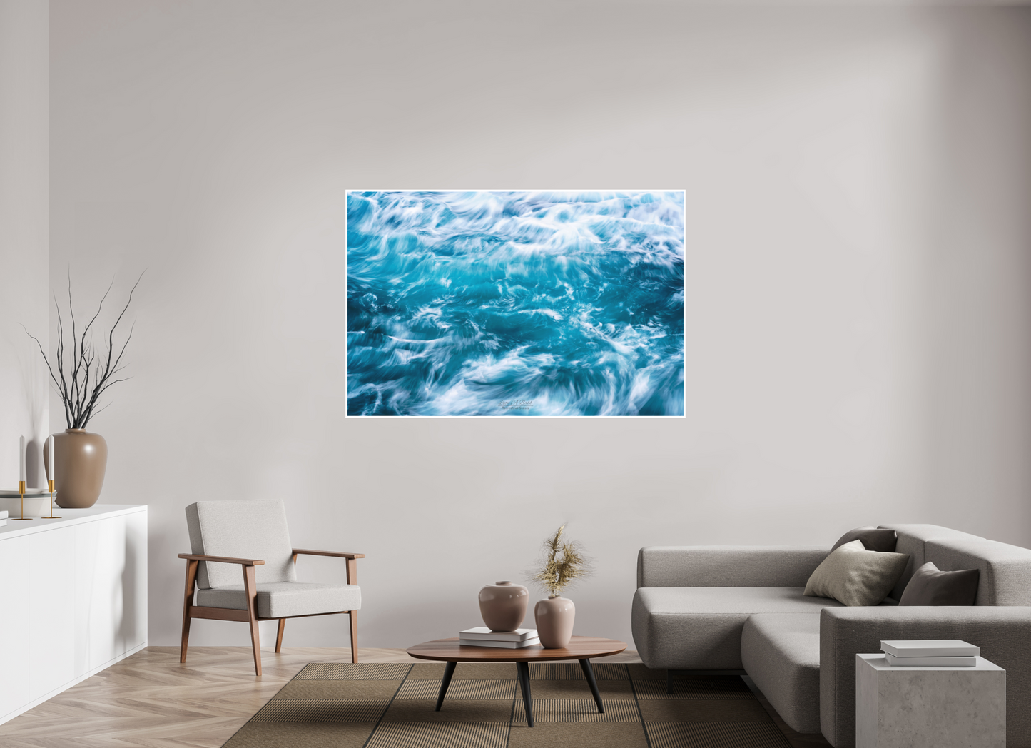 66 x 44″, Photo Print with Matte Lamination (06B) Blue Waves