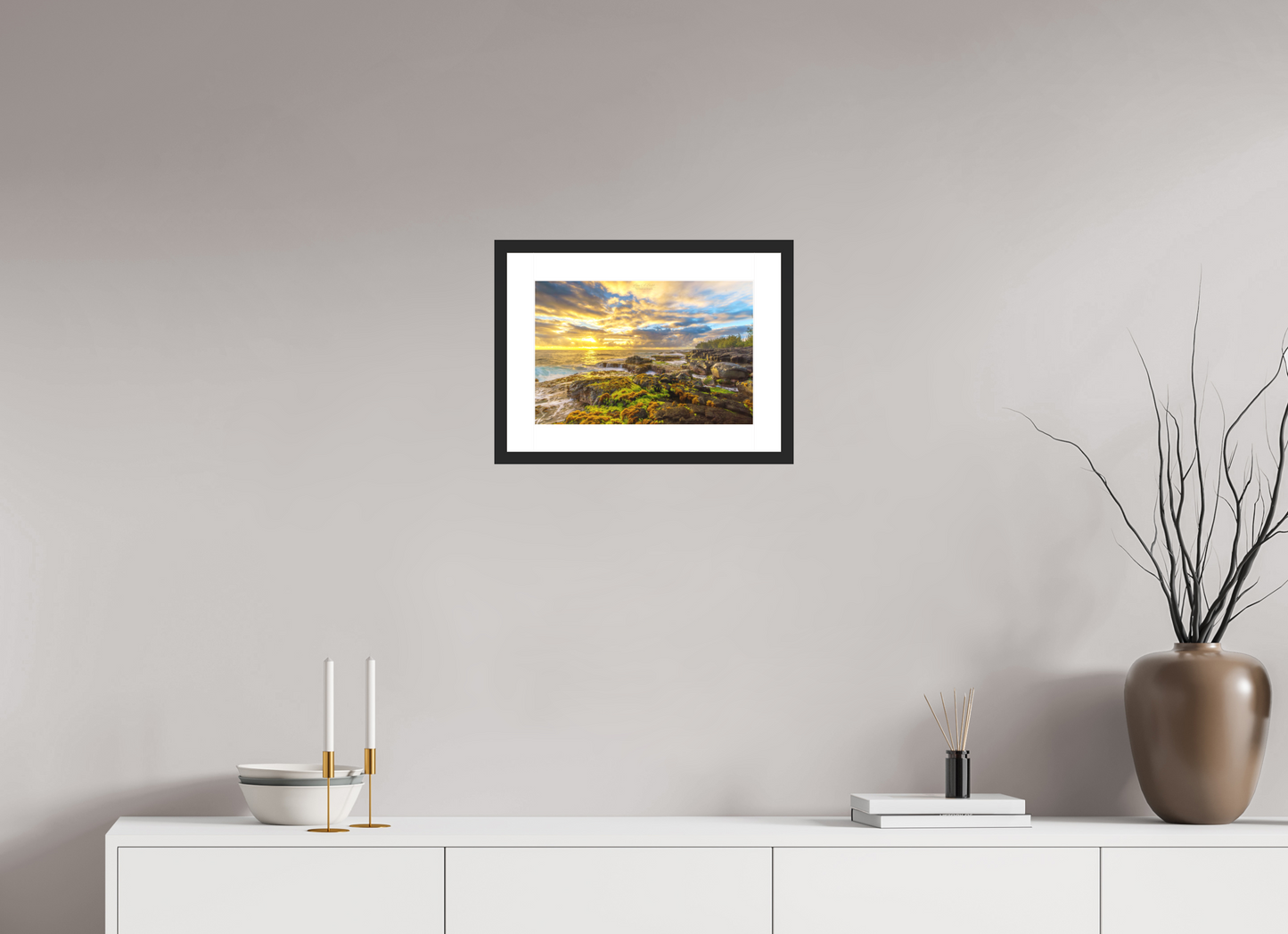 15 x 10″, Standard Black Matte Wood Frame (05C) Coastal Radiance at Maku’u