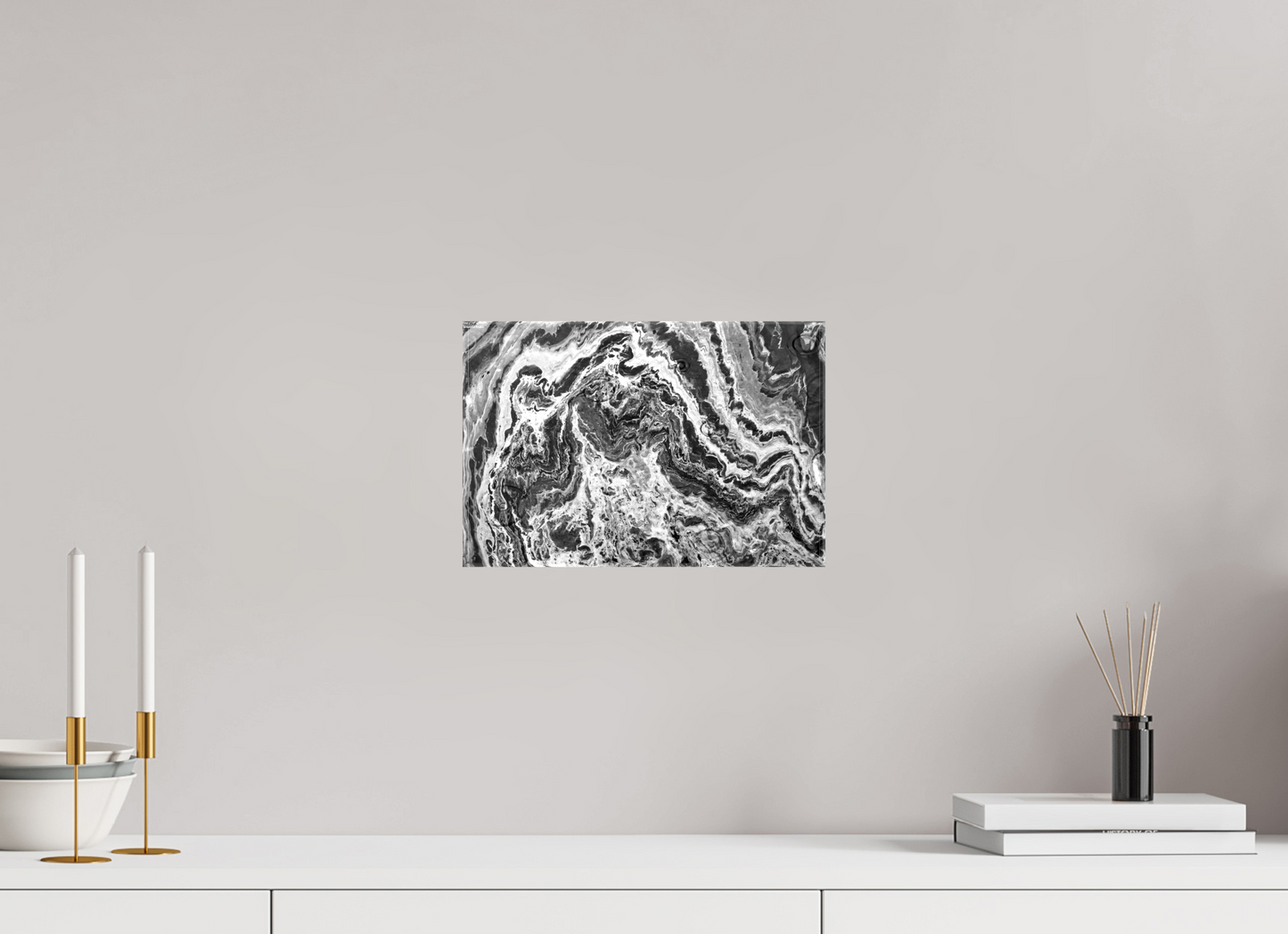 12 x 8″, Glossy Canvas Stretcher Frame with Mirrored Edges Liquid Marble