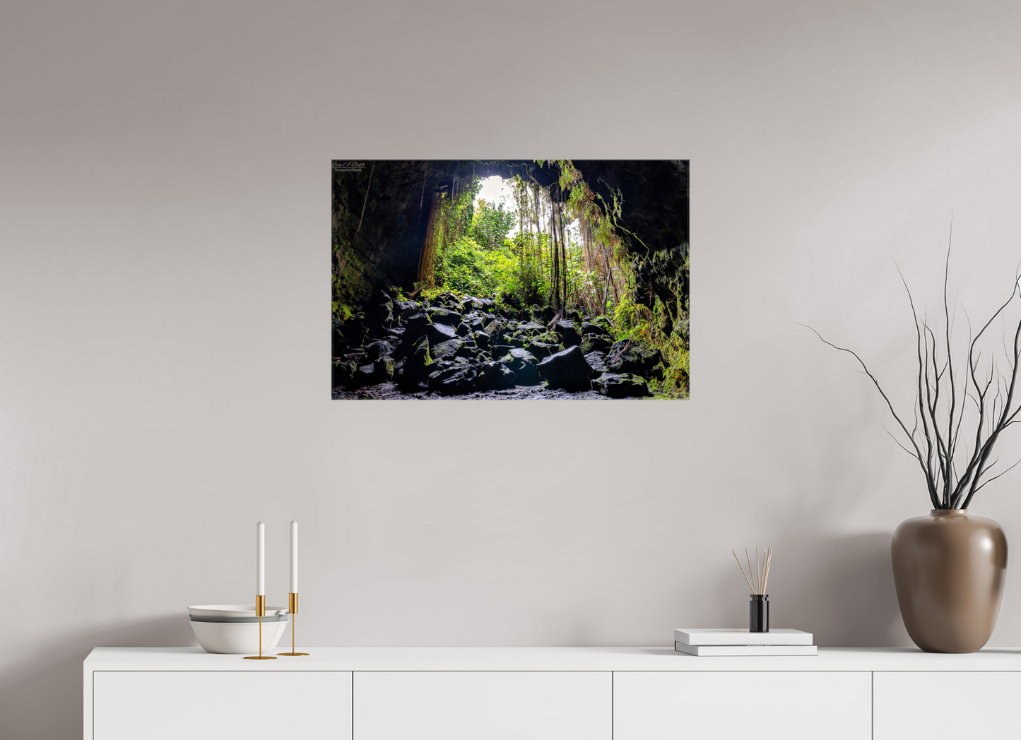 30 x 20″, Glossy Canvas Stretcher Frame with Mirrored Edges (10F) At the Cave's Edge