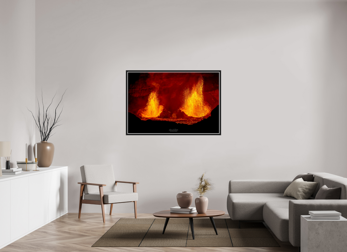 54 x 36″, Black Matte Floater Frame with Acrylic Glass (03C) Twin Flames at Kilauea