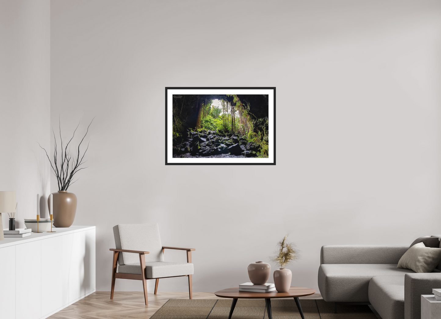 36 x 24″, Classic Black Matte Wood Frame (10F) At the Cave's Edge
