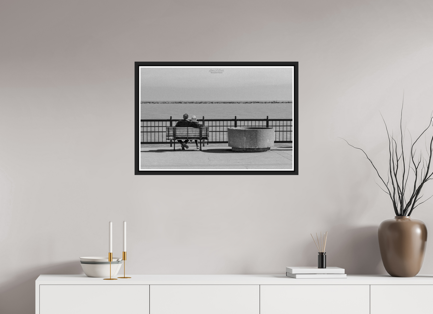 30 x 20″, Black Matte Floater Frame with Acrylic Glass (15A) Lovers in Chicago