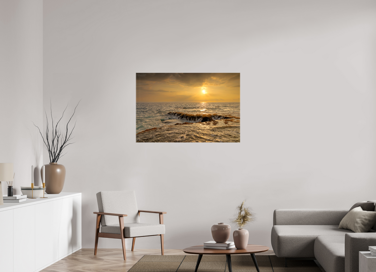 45 x 30″, Glossy Canvas Stretcher Frame with Mirrored Edges Sunset Cascade