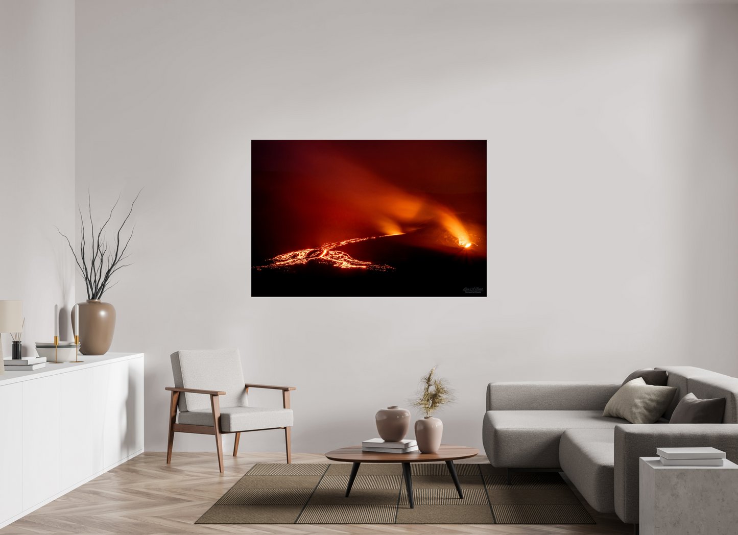 66 x 44″, Print with Aluminum Backing and Glossy Lamination Island of Fire