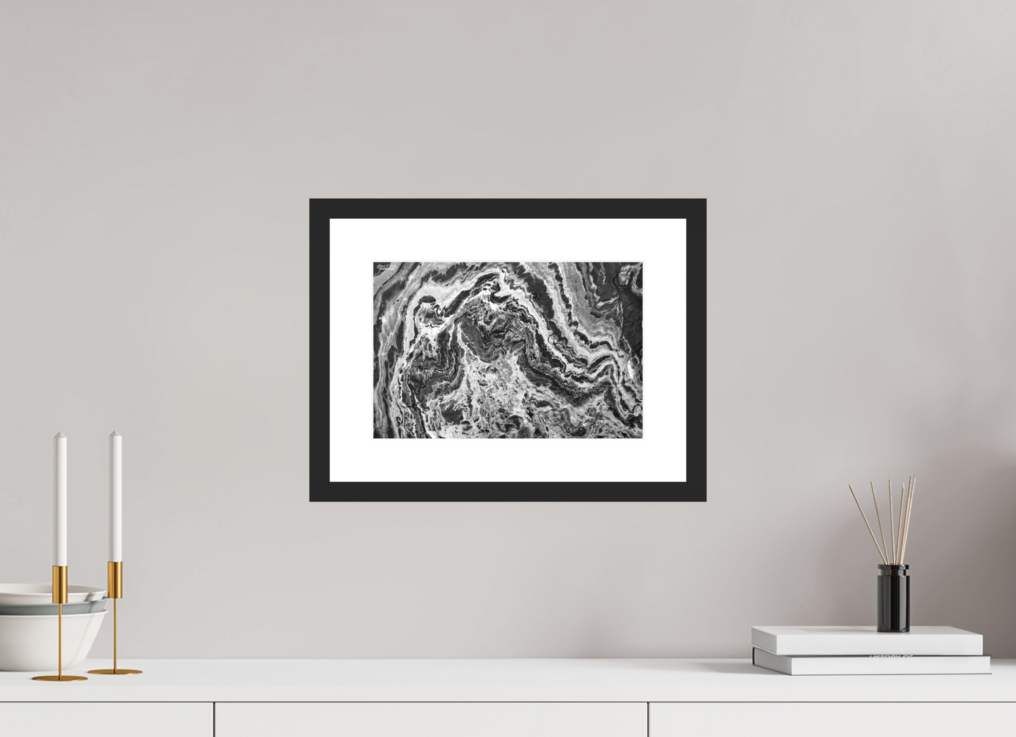 12 x 8″, Classic Black Matte Wood Frame Liquid Marble