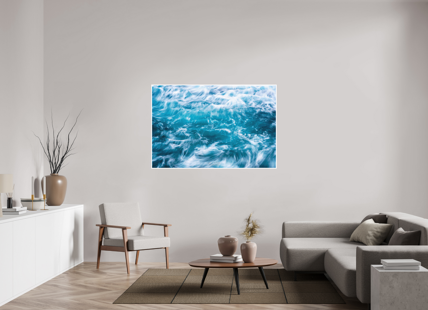 60 x 40″, Photo Print with Matte Lamination (06B) Blue Waves