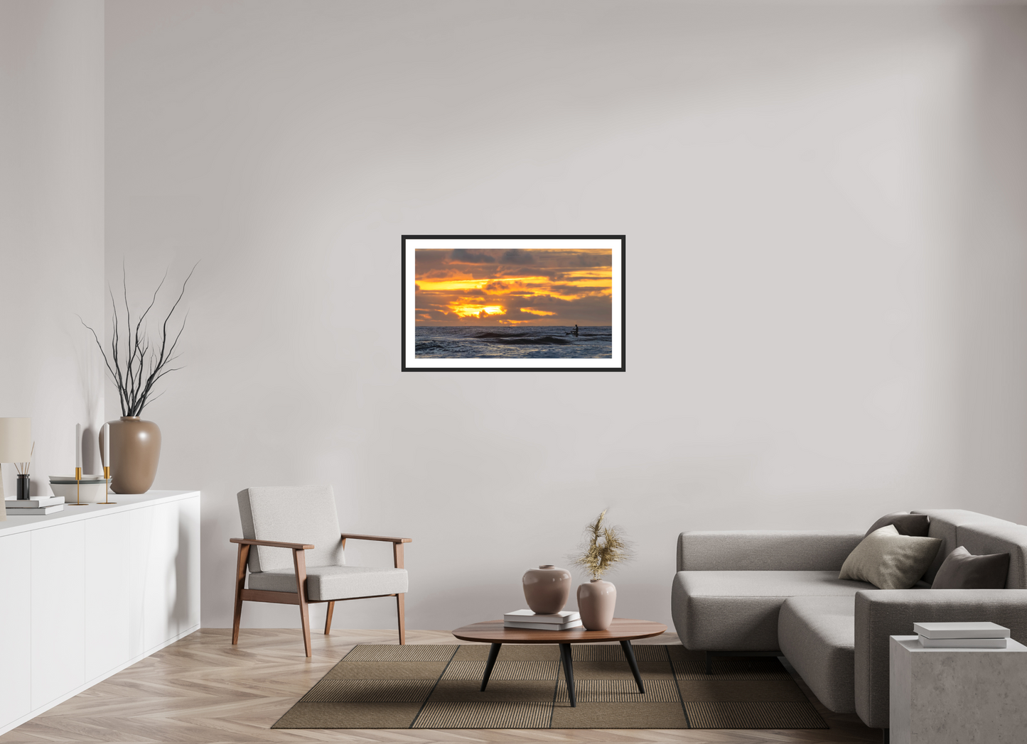 40 x 22.5″, Standard Black Matte Wood Frame (05D) Ocean’s Morning