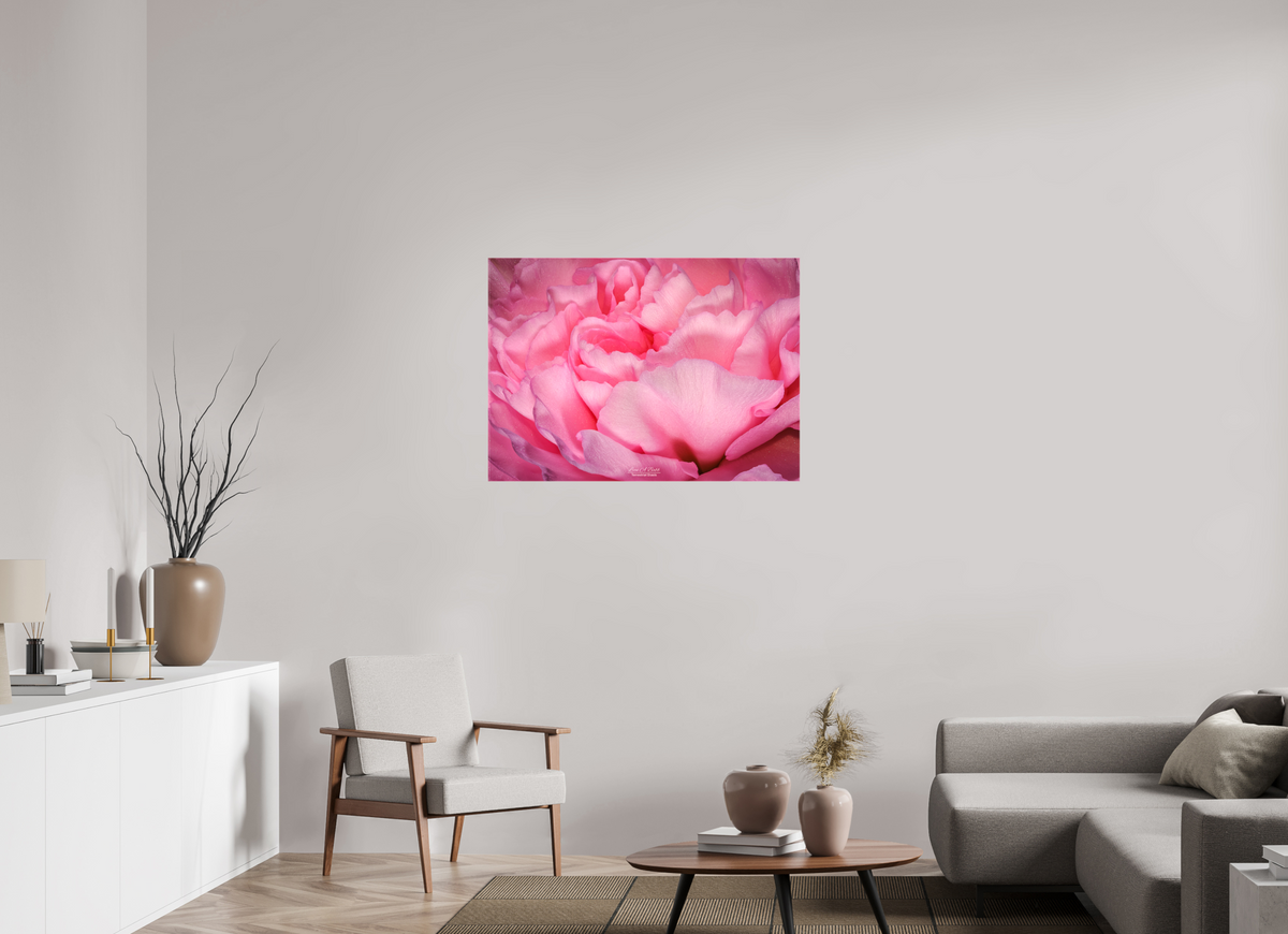 39.2 x 28″, Glossy Canvas Stretcher Frame with Mirrored Edges Radiant Pink Petals