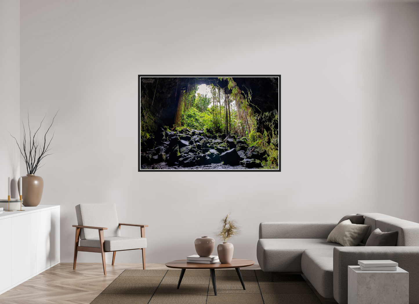 66 x 44″, Black Matte Floater Frame with Acrylic Glass (10F) At the Cave's Edge