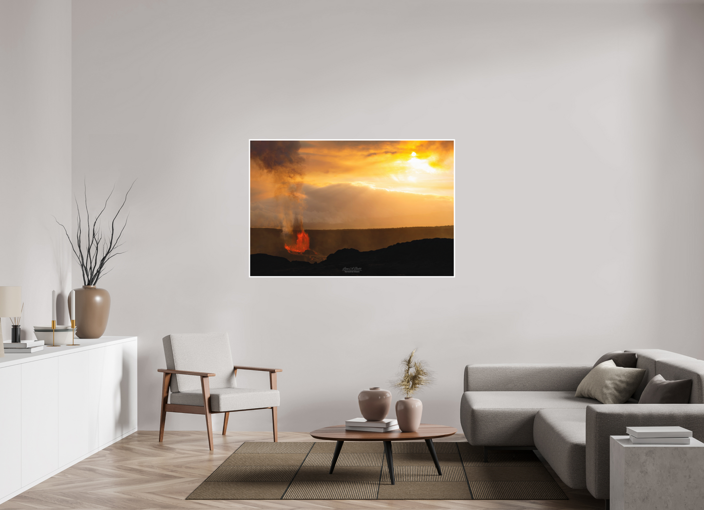 60 x 40″, Photo Print with Matte Lamination (03B) Kilauea Sunset 2