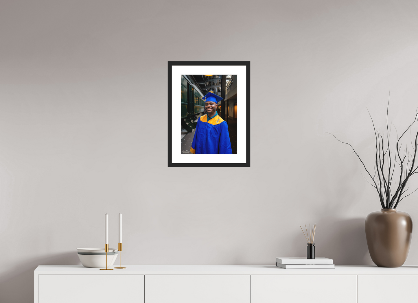 12 x 16.8″, Classic Black Matte Wood Frame (15B) Joseph’s High School Graduation