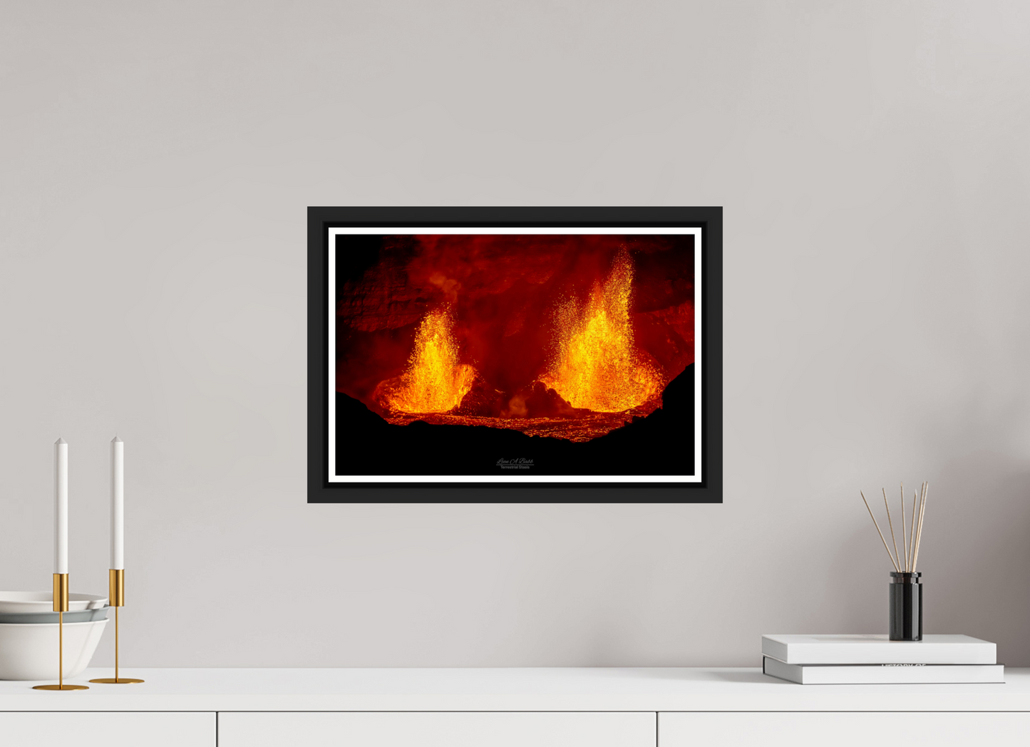 15 x 10″, Black Matte Floater Frame with Acrylic Glass (03C) Twin Flames at Kilauea