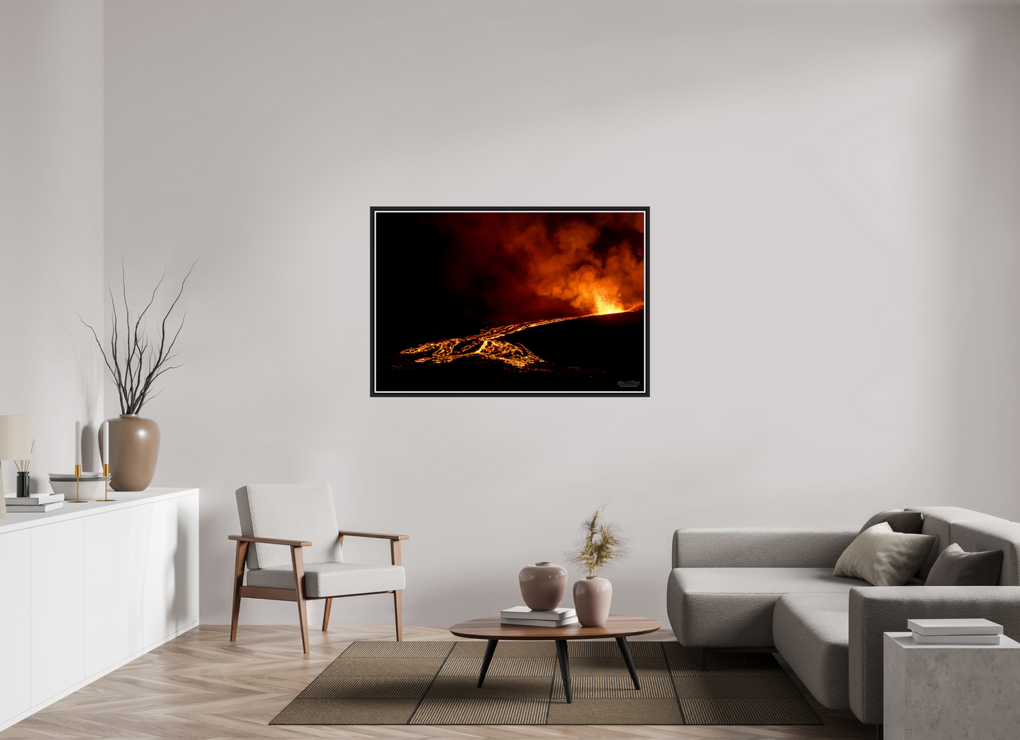 54 x 36″, Black Matte Floater Frame with Acrylic Glass Flux of Flame