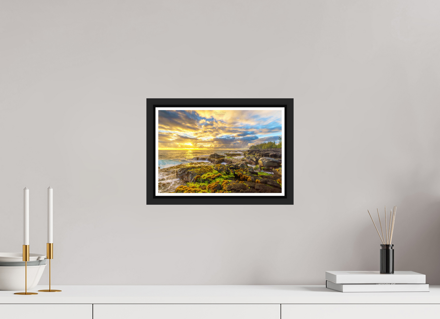 12 x 8″, Black Matte Floater Frame with Acrylic Glass (05C) Coastal Radiance at Maku’u