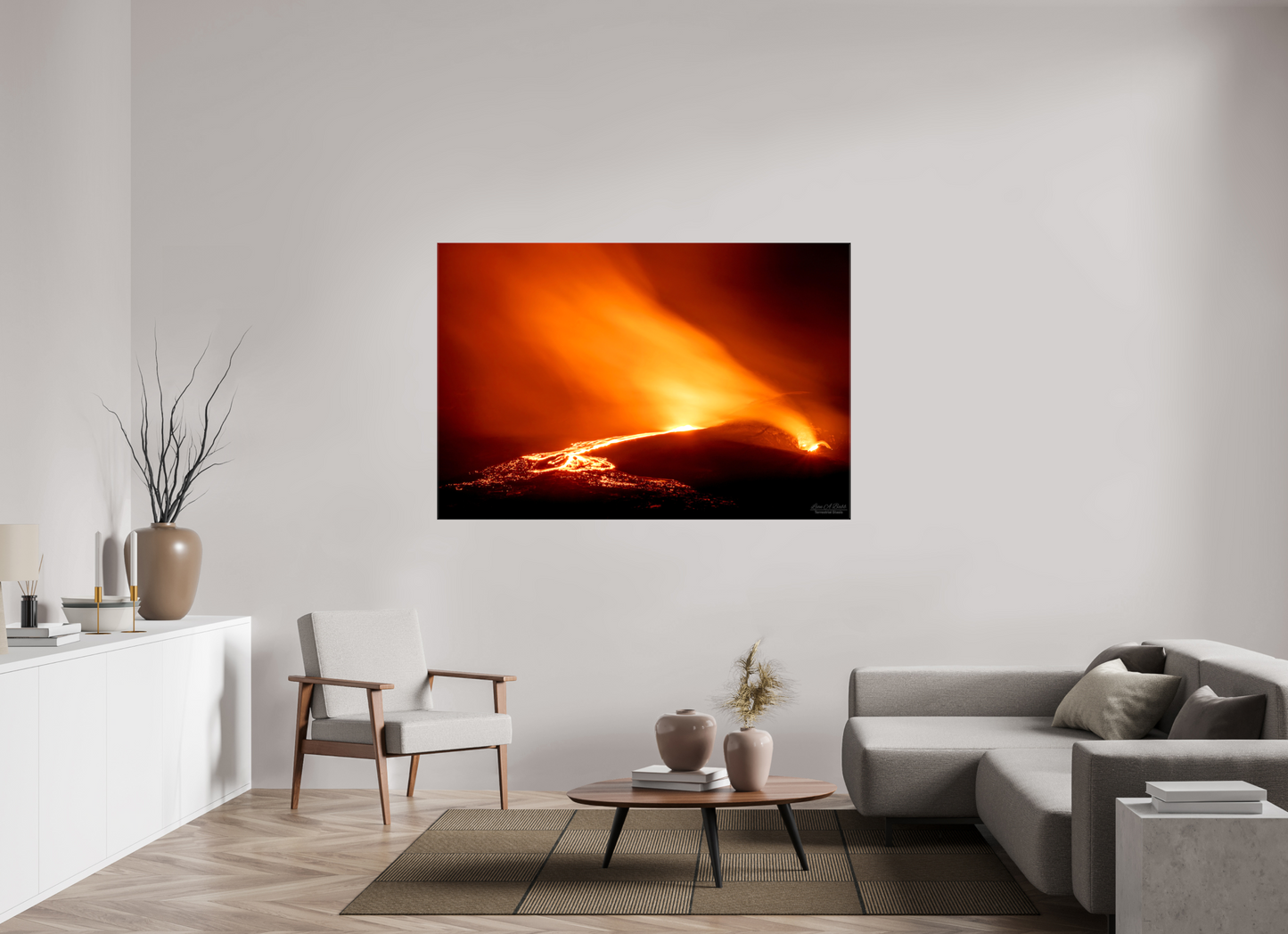 66 x 44″, Glossy Canvas Stretcher Frame with Mirrored Edges Kīlauea Nights