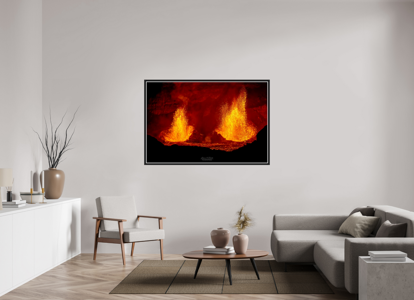 60 x 40″, Black Matte Floater Frame with Acrylic Glass (03C) Twin Flames at Kilauea
