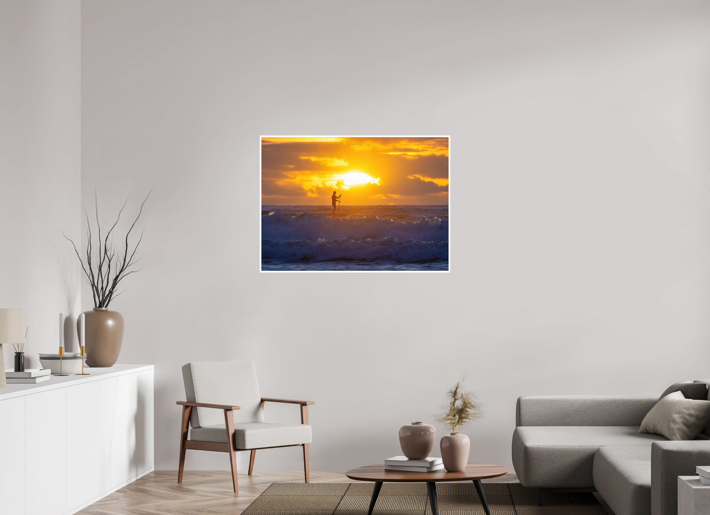 43.4 x 31″, Photo Print with Matte Lamination (05E) Surfer at Sunrise 2