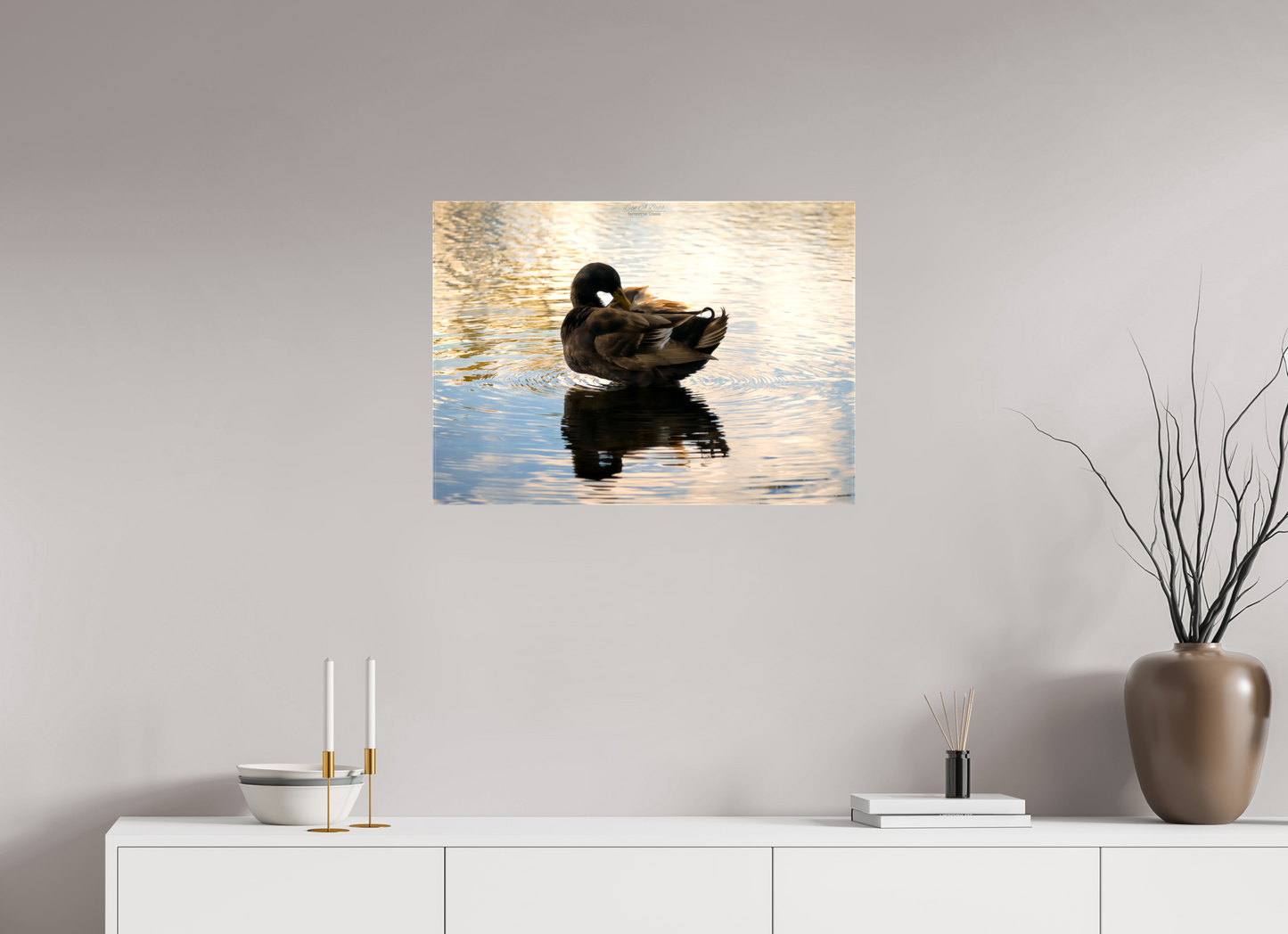 28 x 20″, Glossy Canvas Stretcher Frame with Mirrored Edges (08C) Quiet Drift on Wailoa River