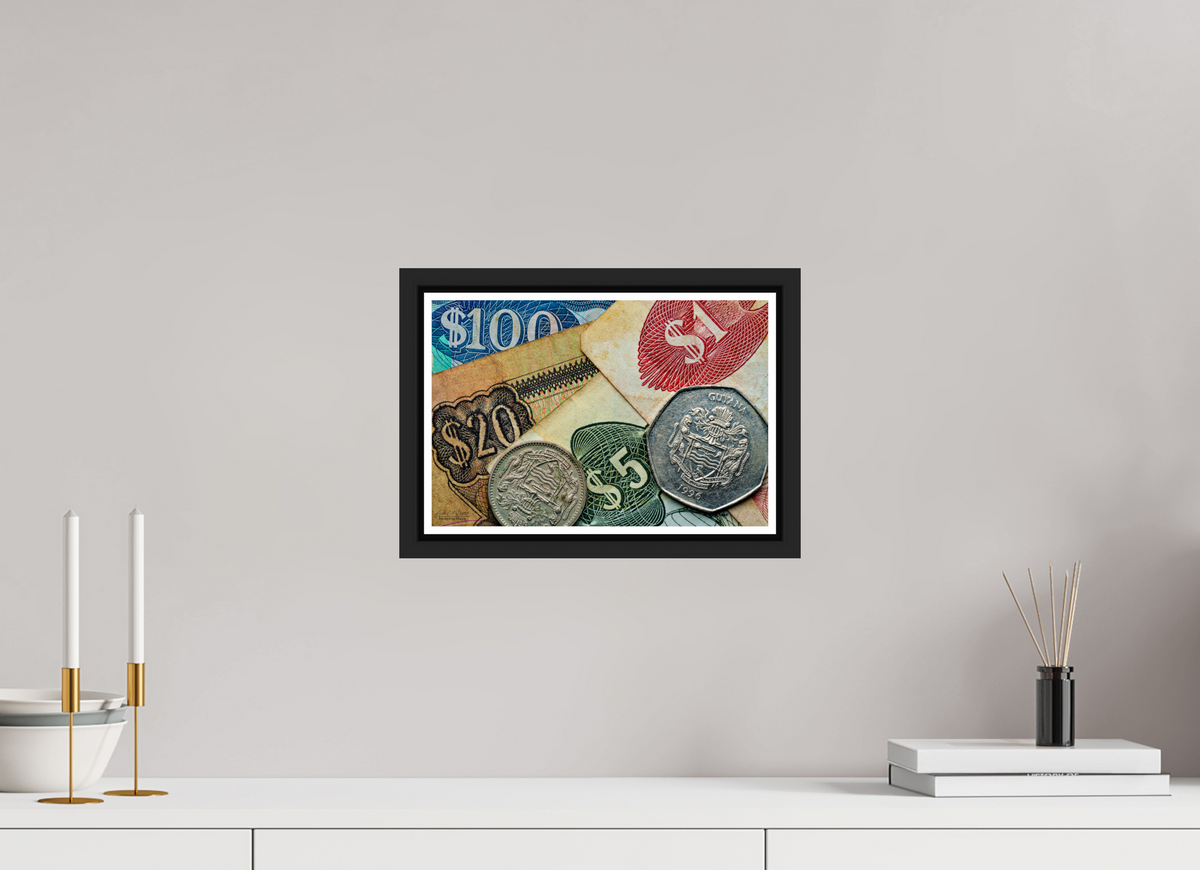 12 x 8″, Black Matte Floater Frame with Acrylic Glass Currency and Culture