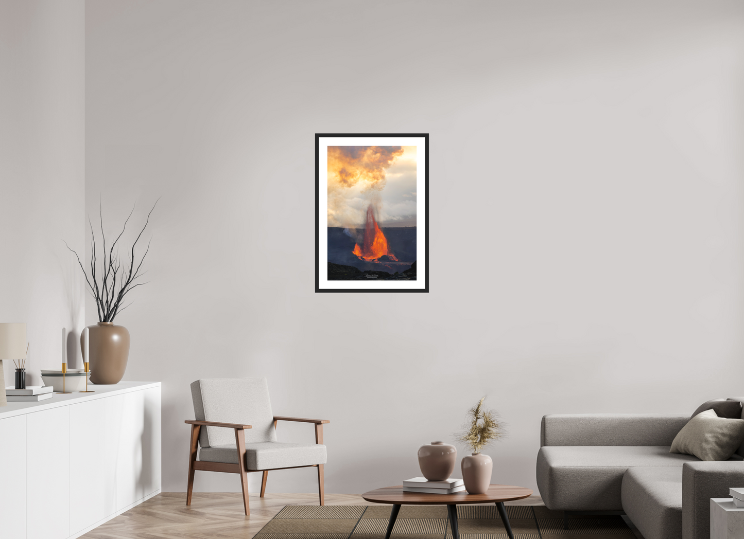 20 x 30″, Standard Black Matte Wood Frame (03A) Breath of the Volcano