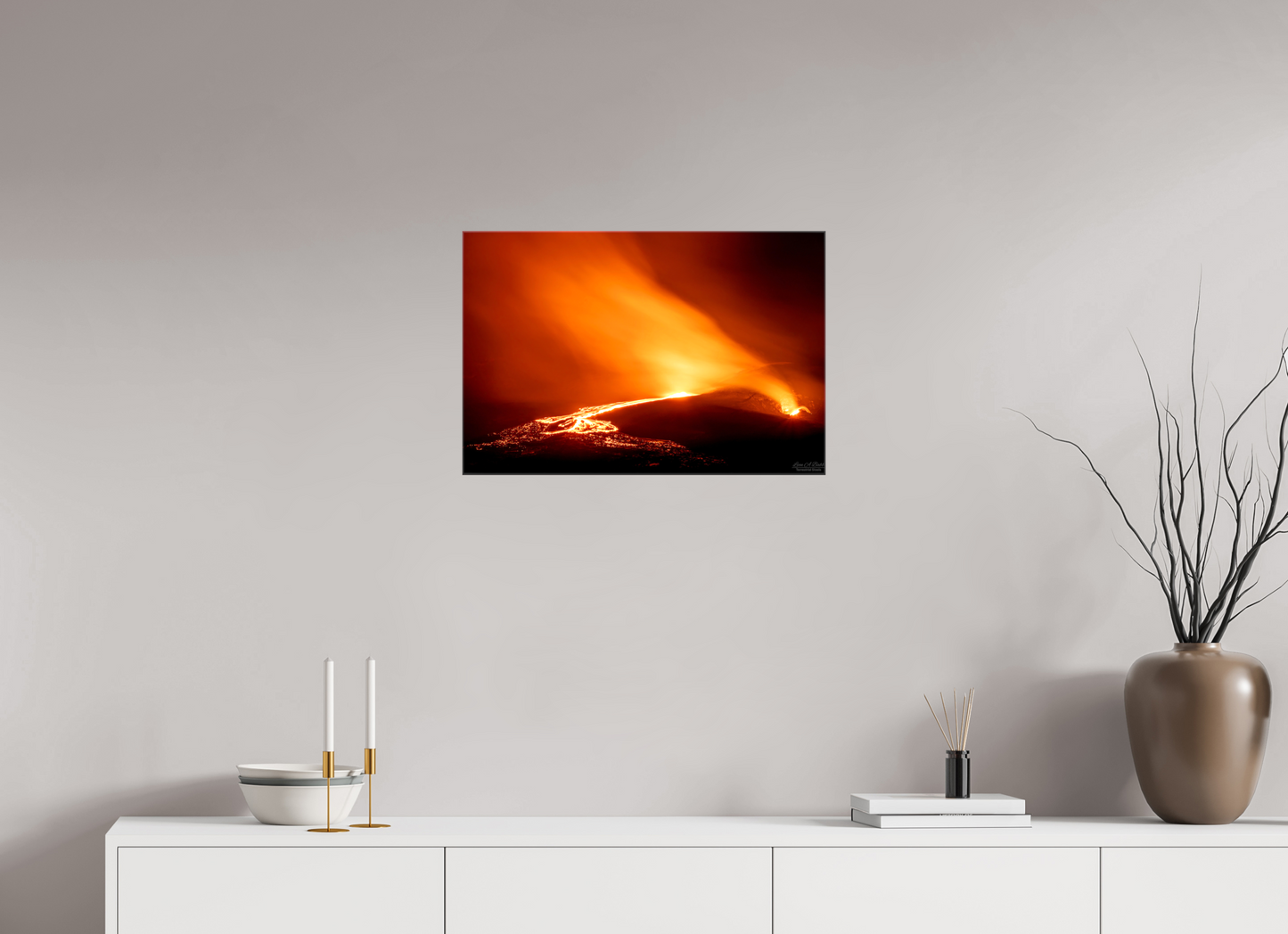 24 x 16″, Glossy Canvas Stretcher Frame with Mirrored Edges Kīlauea Nights