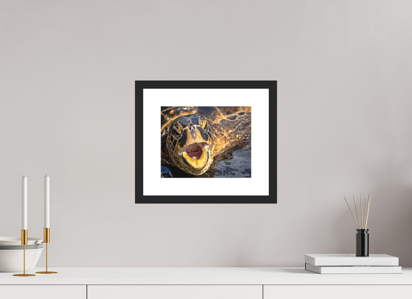 10 x 8″, Classic Black Matte Wood Frame (000) Honu’s Serenade