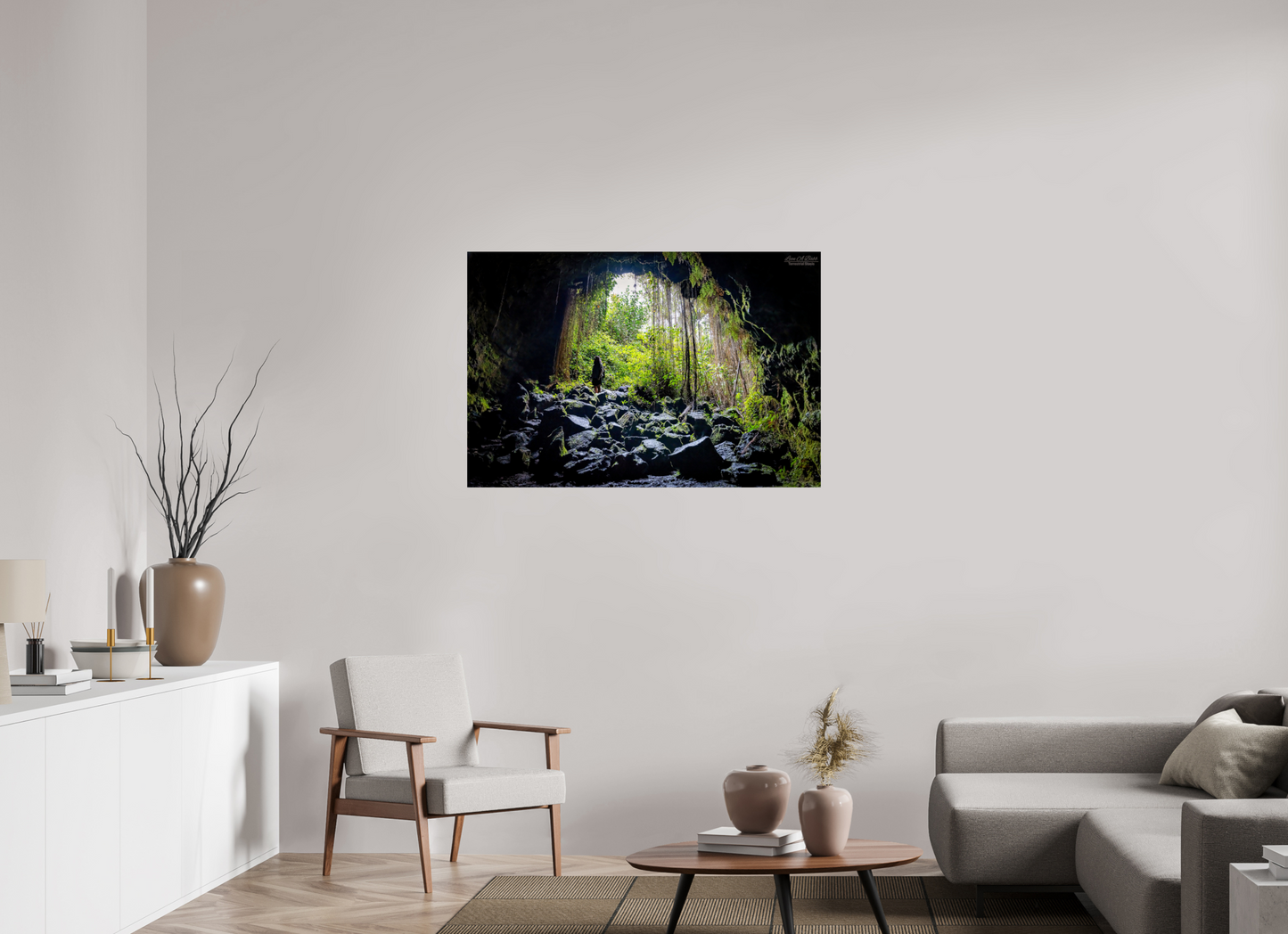 45 x 30″, Print with Aluminum Backing and Glossy Lamination Voyager at the Cave's Edge
