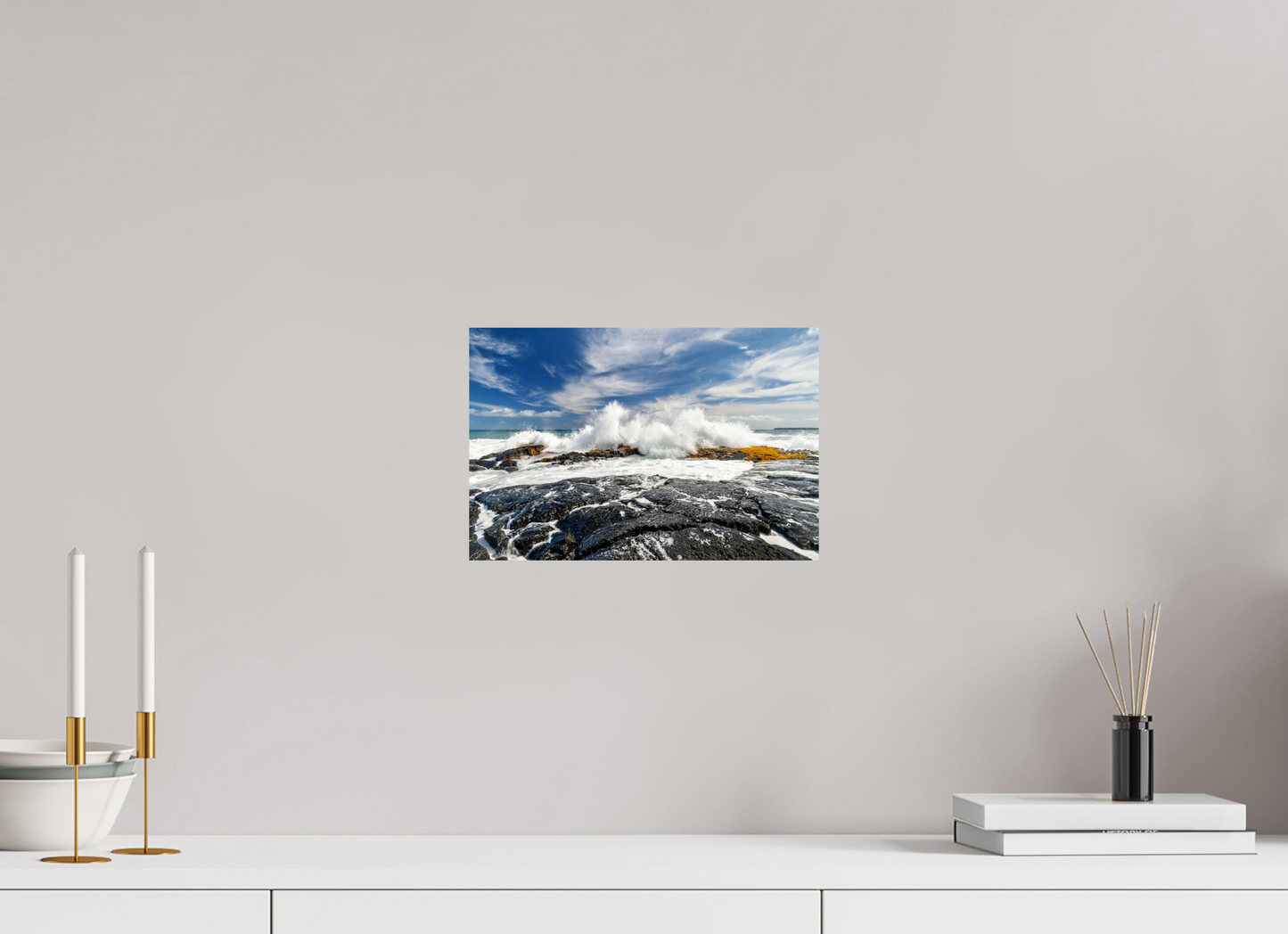 12 x 8″, Print with Aluminum Backing and Glossy Lamination (04D) Impact on the Rocks