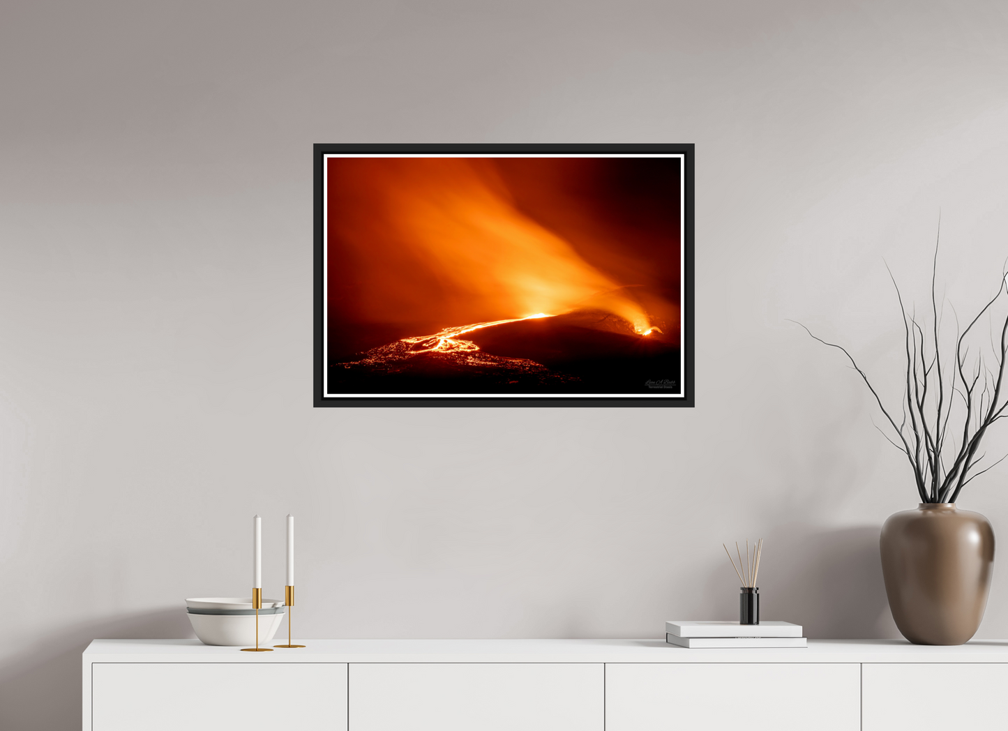 30 x 20″, Black Matte Floater Frame with Acrylic Glass Kīlauea Nights