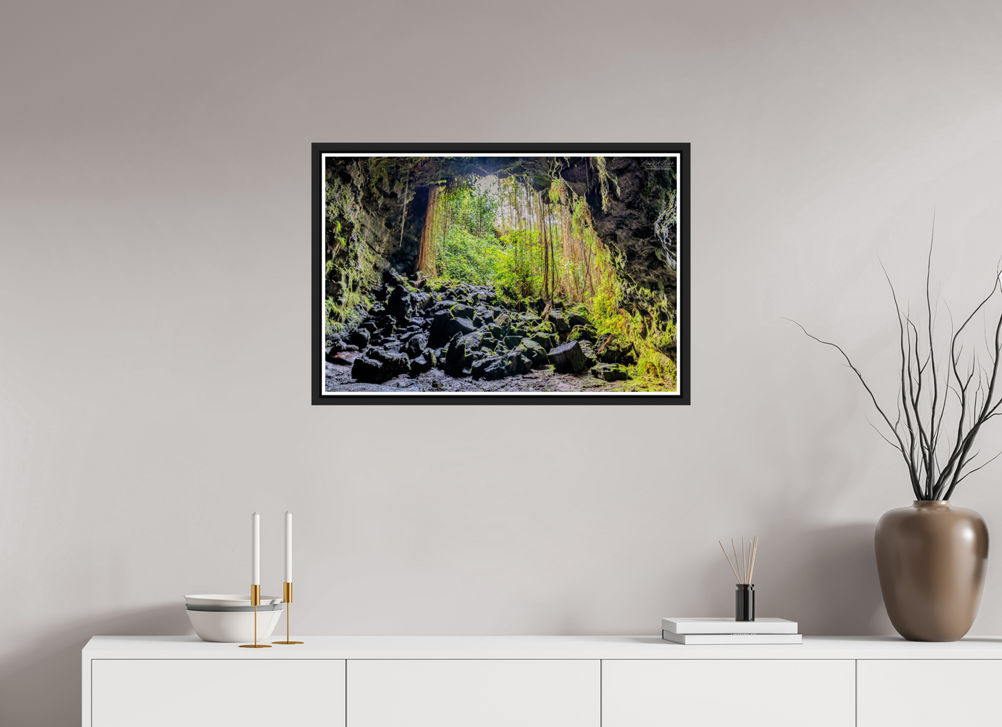 30 x 20″, Black Matte Floater Frame with Acrylic Glass Veil of Solitude 1