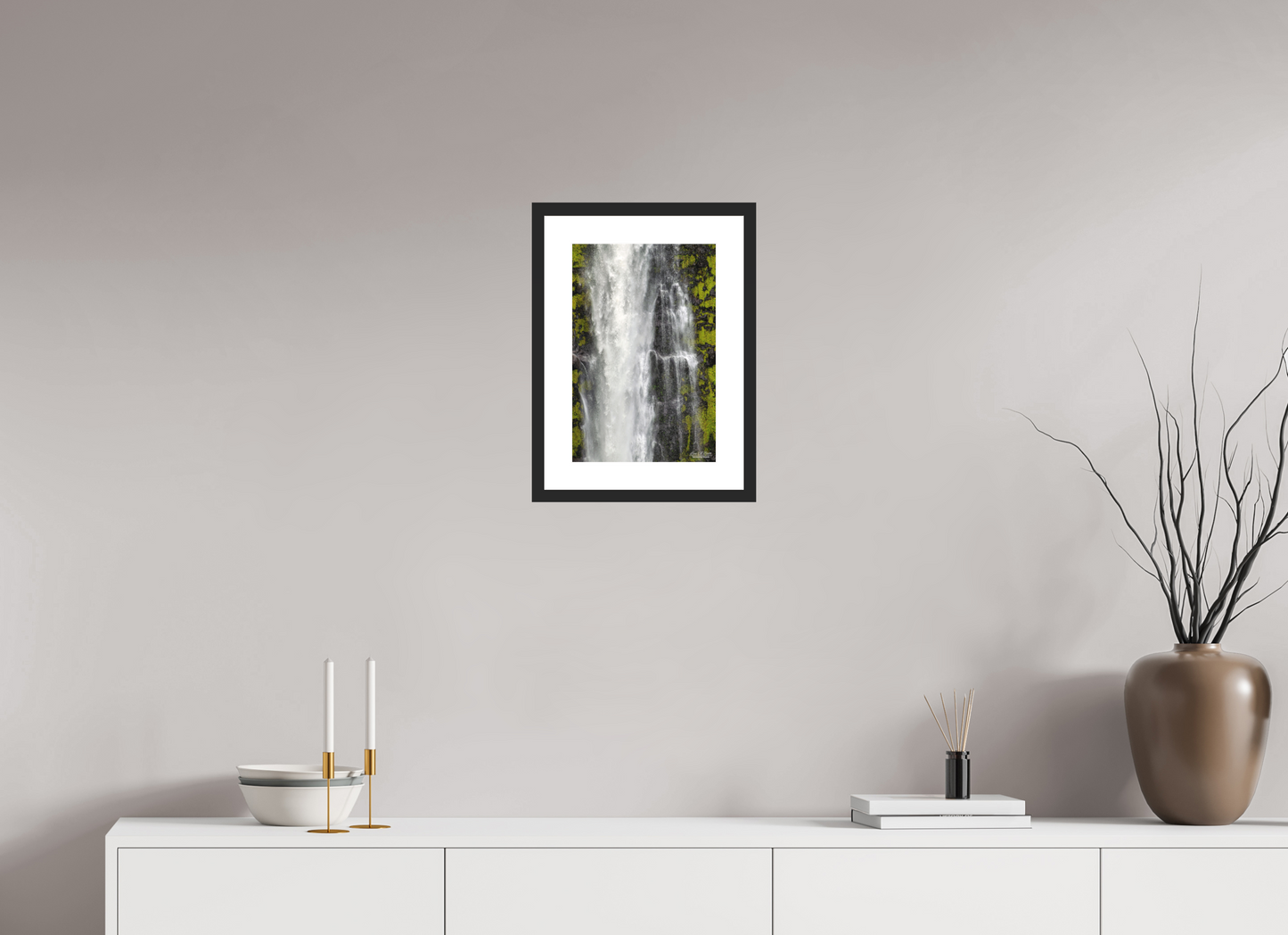 10 x 15″, Standard Black Matte Wood Frame (04D) Akaka Falls Cascade
