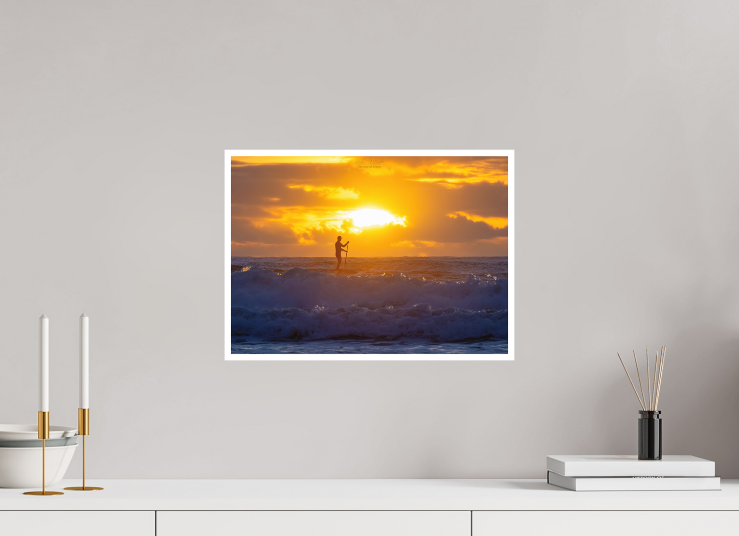 16.8 x 12″, Photo Print with Matte Lamination (05E) Surfer at Sunrise 2