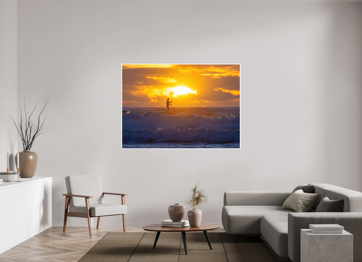 65.8 x 47″, Photo Print with Matte Lamination (05E) Surfer at Sunrise 2