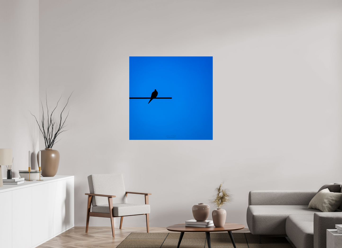 (08D) Bird Silhouette in Blue