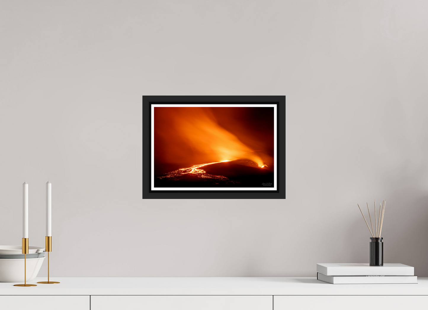 12 x 8″, Black Matte Floater Frame with Acrylic Glass Kīlauea Nights