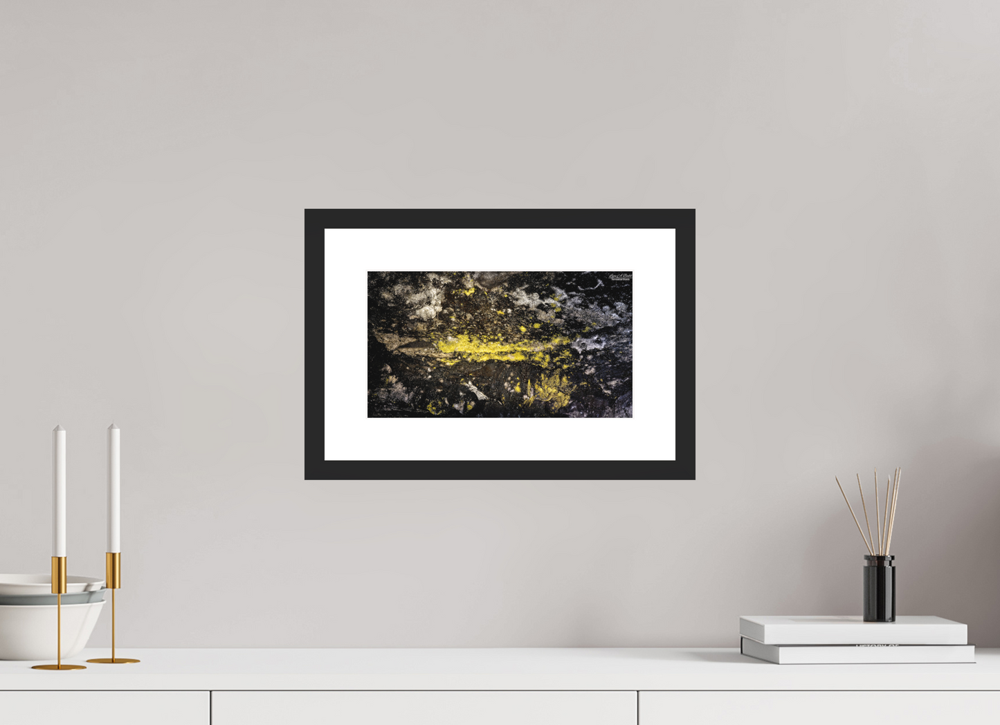 12 x 6.8″, Classic Black Matte Wood Frame (10B) Luminous veins of the Kaūmana caves 2