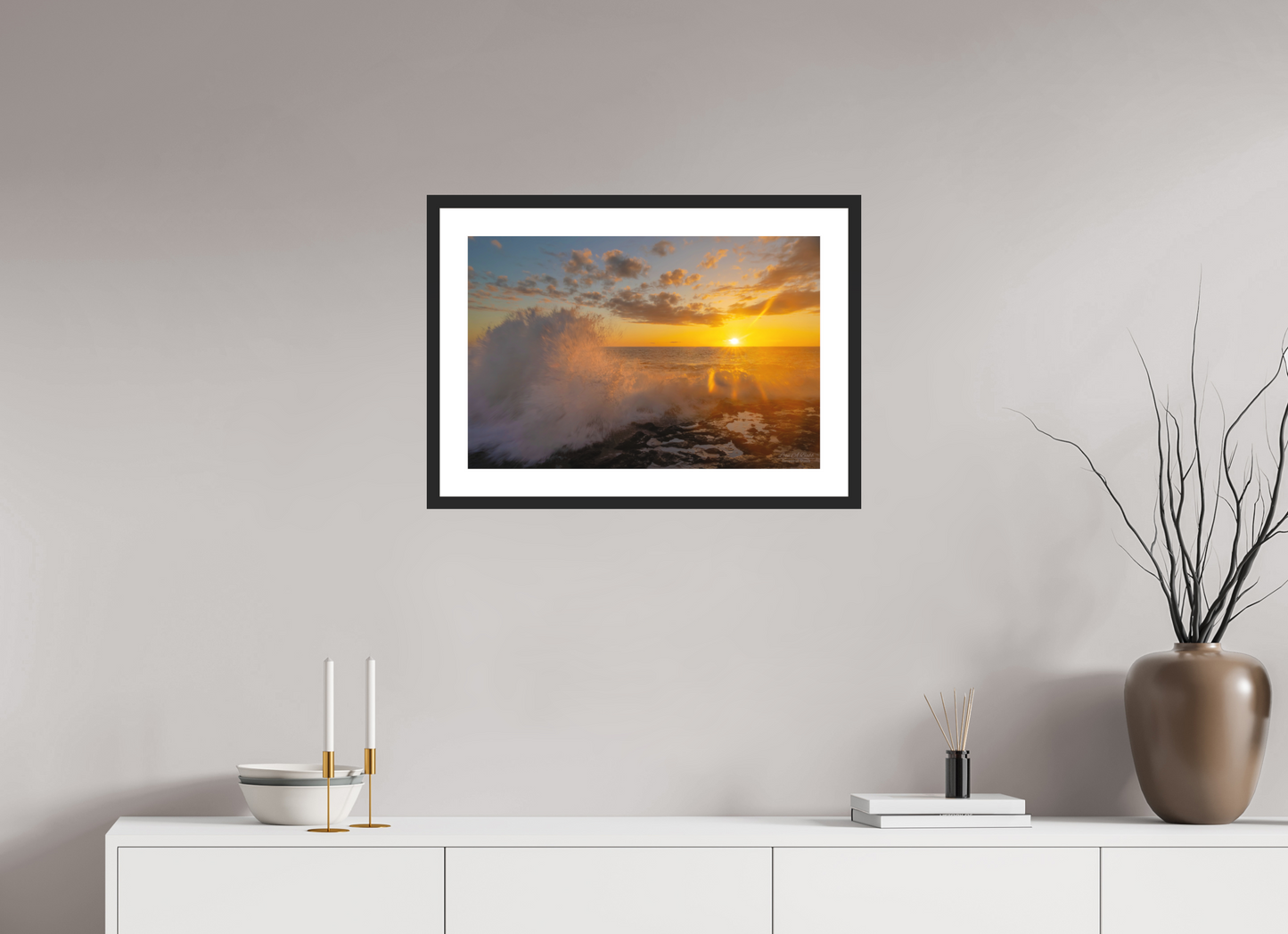 24 x 16″, Standard Black Matte Wood Frame (05A) Ocean’s Fury